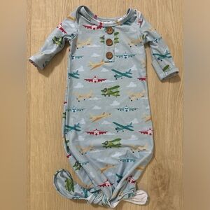 Caden Lane Soft Blue Airplane Baby Gown